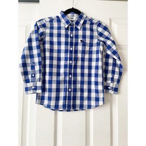 NWT - Old navy button down Gingham blue shirt boys size 6-7